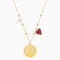 Lucky Goddess Wings Necklace, Multi-colored, Gold-tone Plated